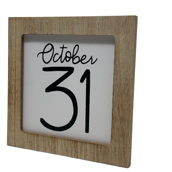 Mini Wood Sign Halloween Decor Farmhouse Rustic Square Hanging Block 4.25 inch - Picture 2 of 9